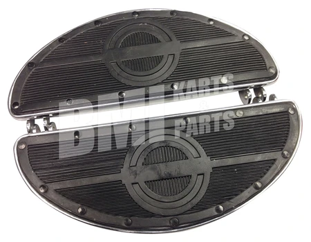 New ???? BMI Harley Style Chrome Plated Rubber Padded Footboard Set ???? 3 New ???? BMI Harley Style Chrome Plated Rubber Padded Footboard Set ????